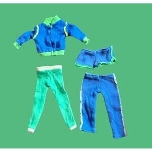 Vintage 1980s Barbie Ken? Clone Mod? Fashion Doll Clothes 4pc Lot Sweats Workout